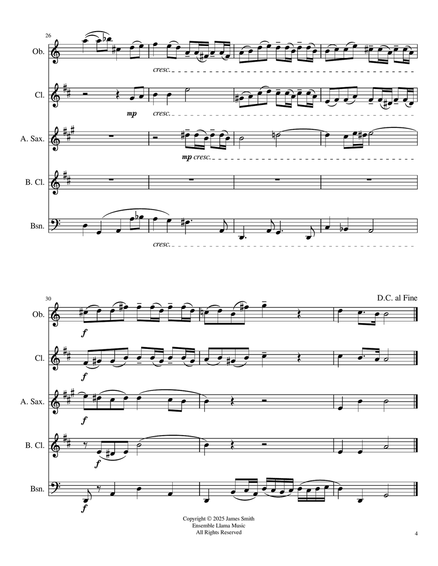 Schafe können sicher weiden (Sheep May Safely Graze) for Reed Quintet Woodwind Ensemble scores gallery preview page 4