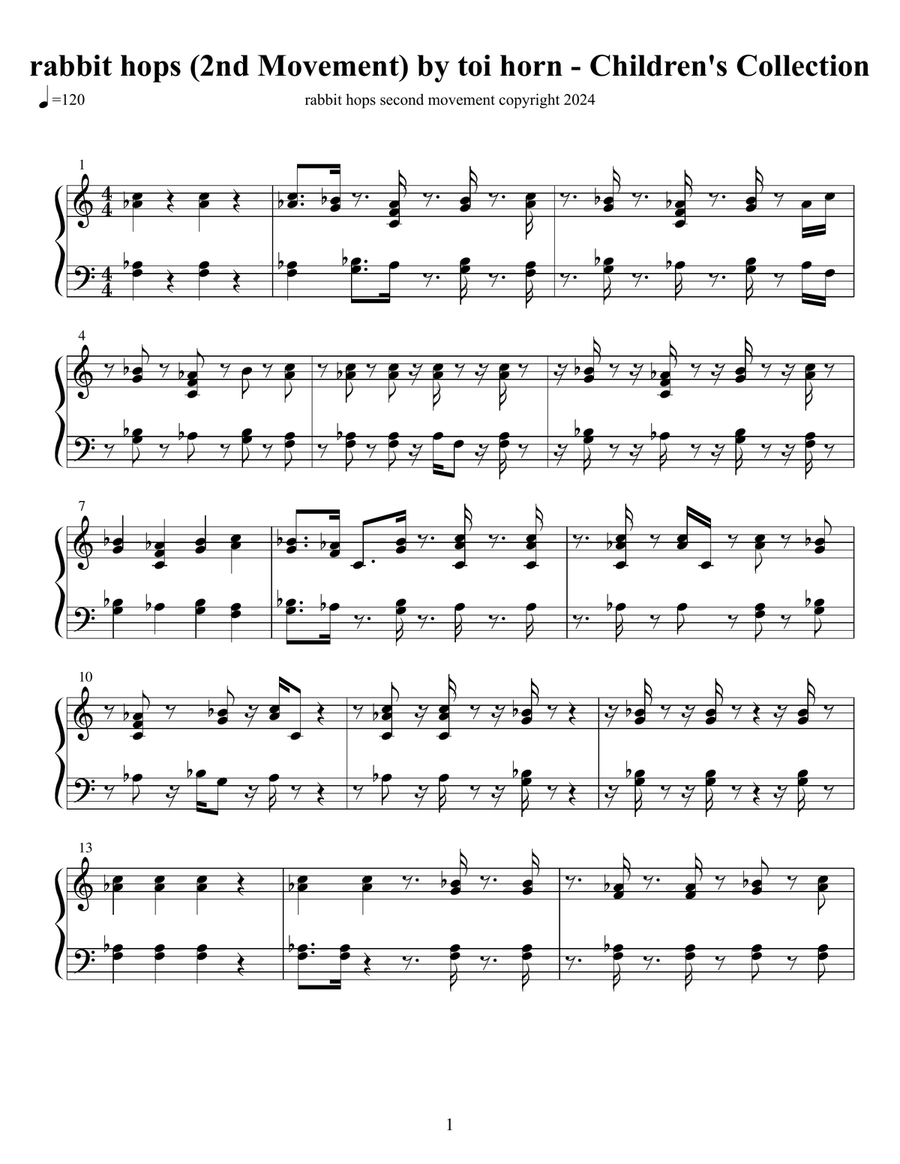 rabbit hops (Second Movement) Piano Solo scores gallery preview page 1