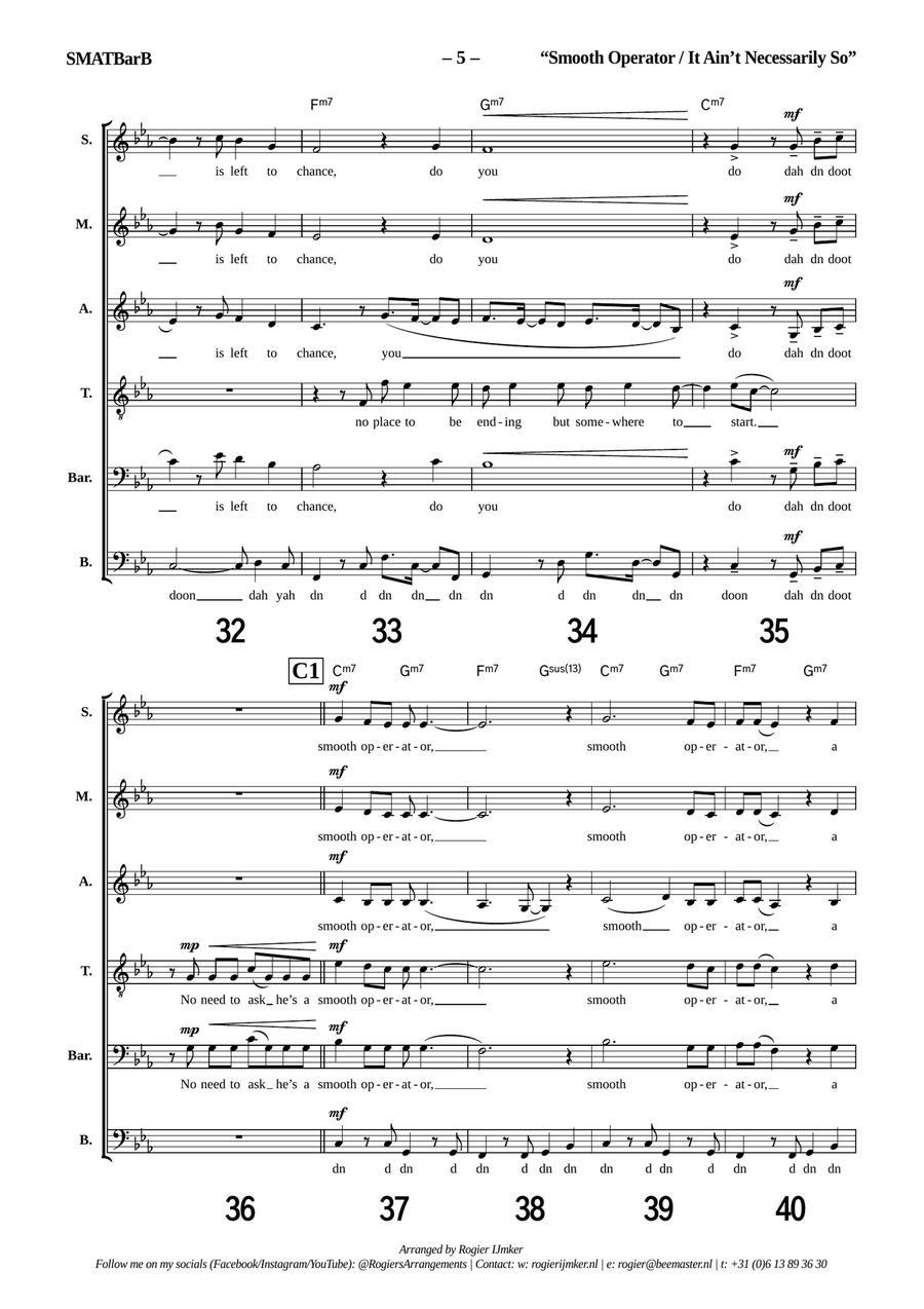 Medley: Smooth Operator with It Ain't Necessarily So A Cappella scores gallery preview page 5