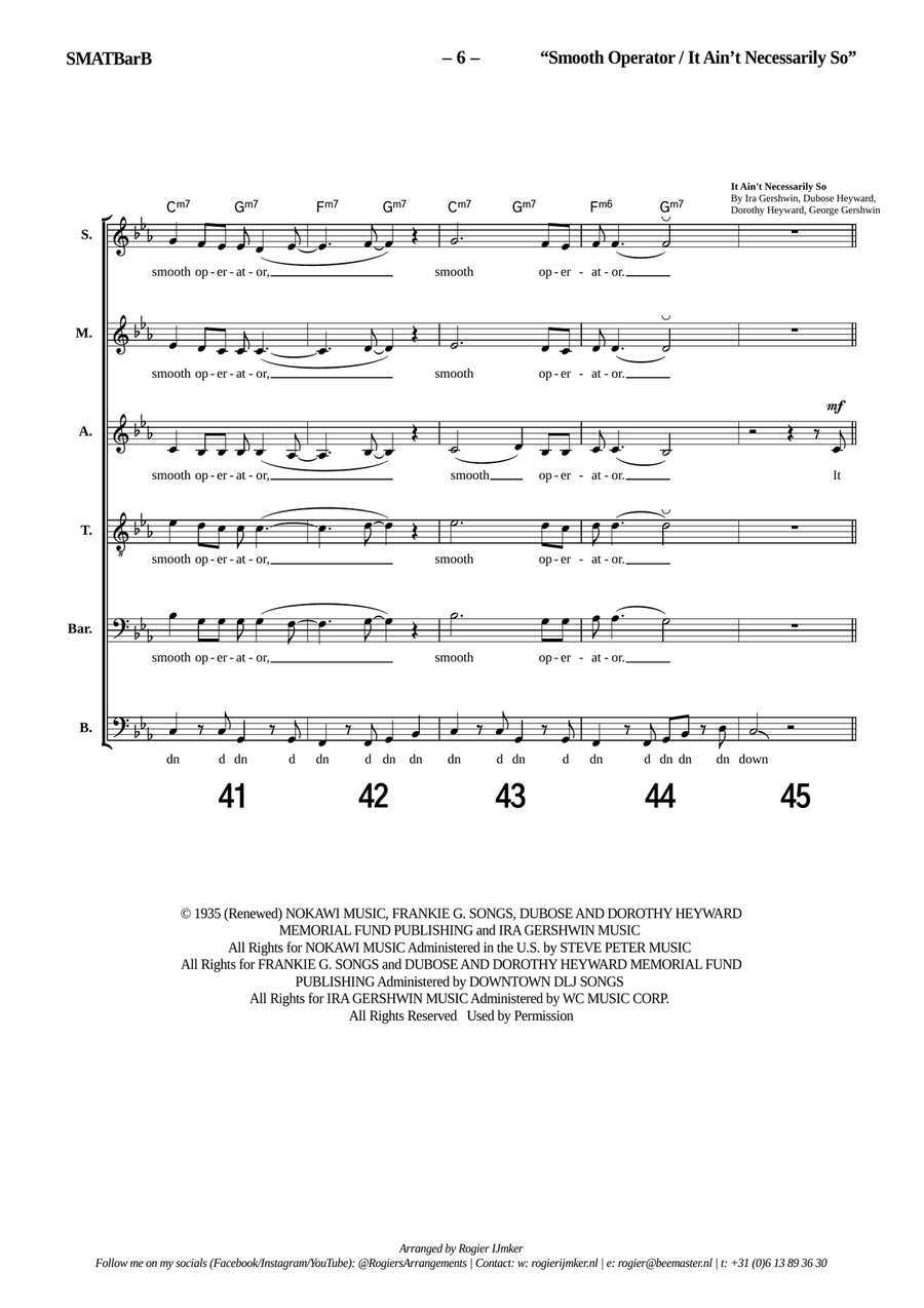 Medley: Smooth Operator with It Ain't Necessarily So A Cappella scores gallery preview page 6