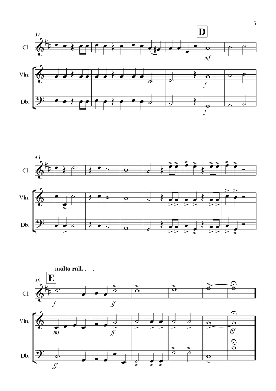 Hallelujah Chorus for Clarinet, Violin and Double Bass Trio Small Ensemble scores gallery preview page 3