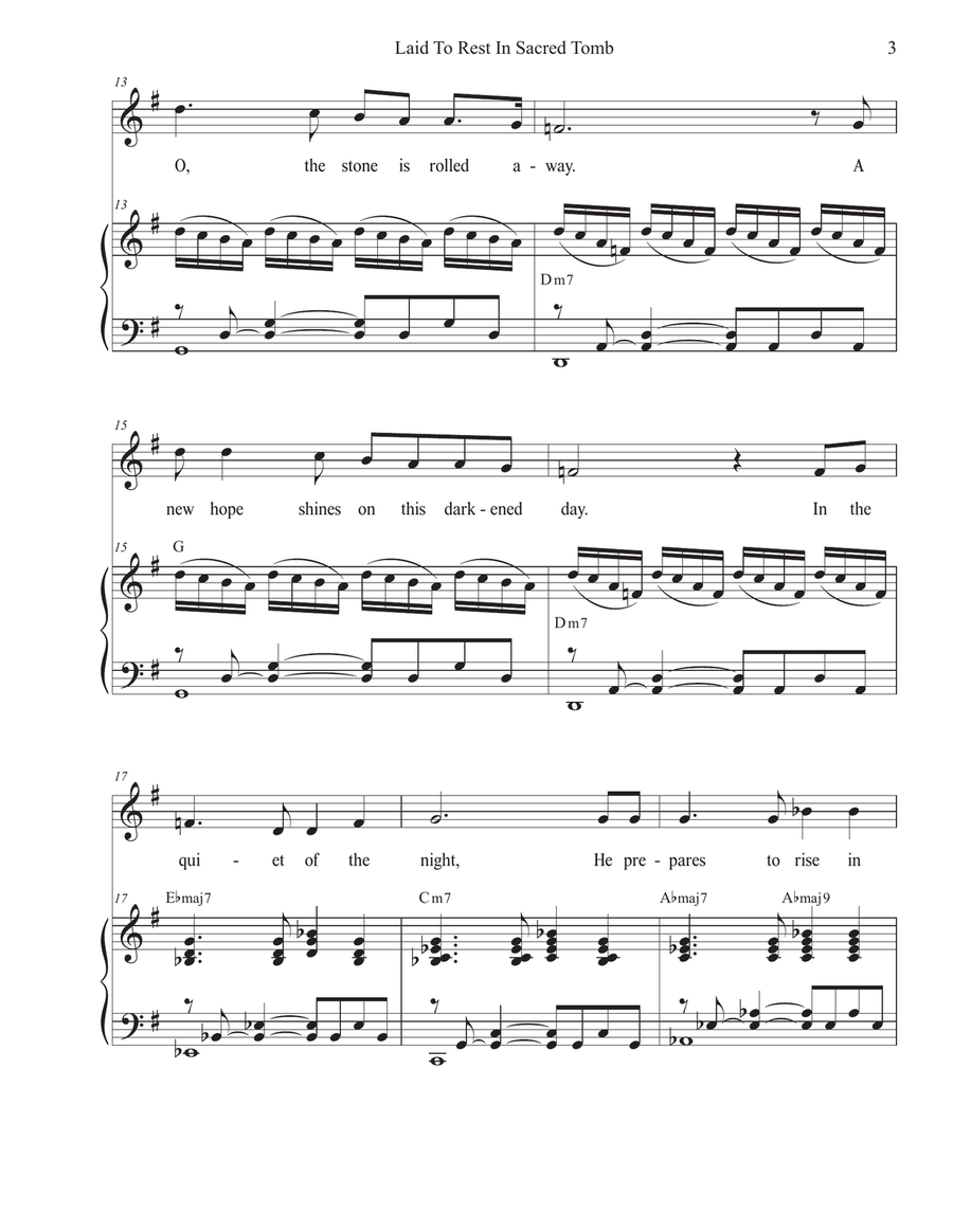 Laid To Rest In Sacred Tomb (Easter version) (Unison choir) Unison Choir scores gallery preview page 3
