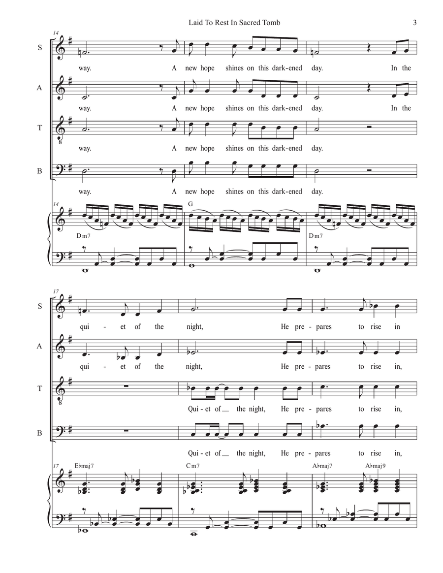 Laid To Rest In Sacred Tomb (Easter version) (SATB) 4-Part scores gallery preview page 3