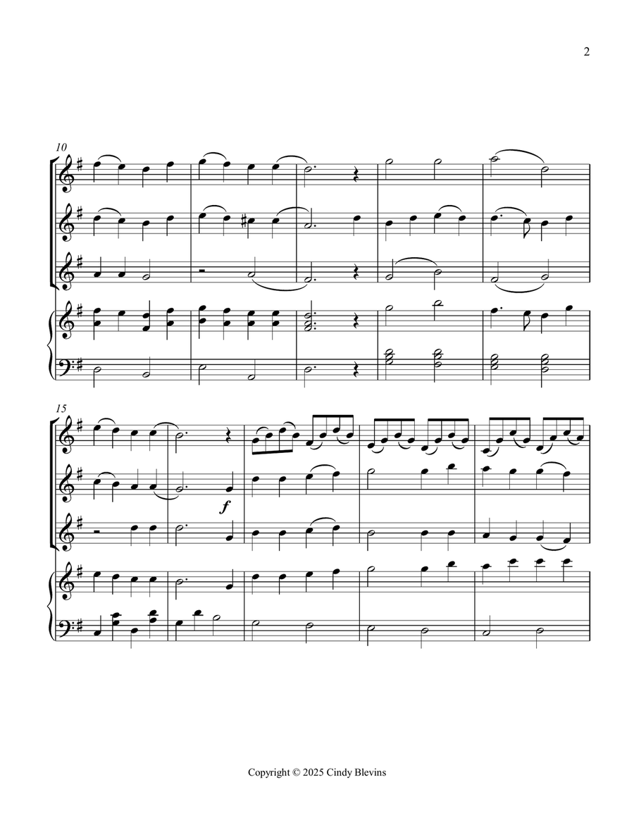 All Glory, Laud and Honor, for Three Violins and Piano Small Ensemble scores gallery preview page 3