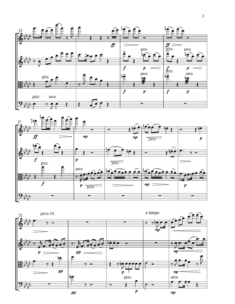 The Lonely Doe (MI SOL LA DO) String Quartet - Score Only String Quartet scores gallery preview page 3
