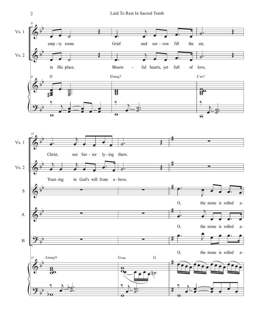 Laid To Rest In Sacred Tomb (Easter version) (Vocal Trio - (SAB) 3-Part scores gallery preview page 2