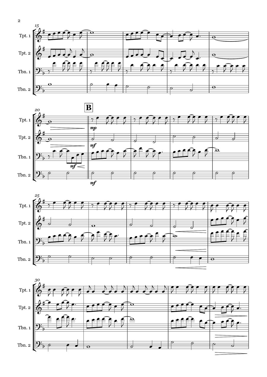 Forrest Gump - Main Title (Feather Theme) Brass Quartet scores gallery preview page 2