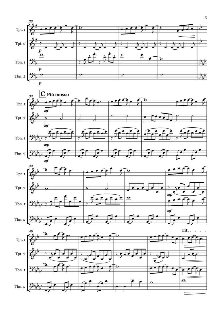 Forrest Gump - Main Title (Feather Theme) Brass Quartet scores gallery preview page 3