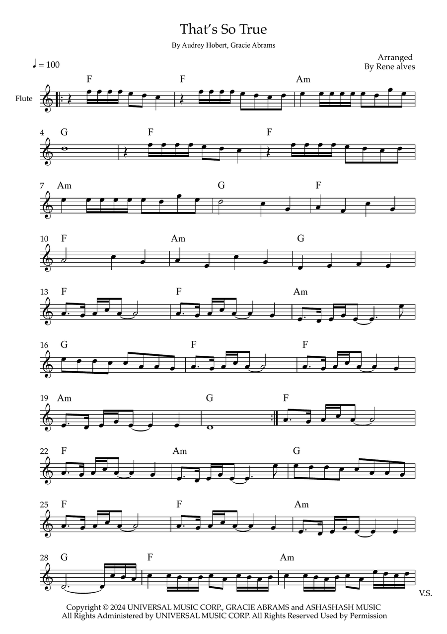 That's So True That's So True Flute Solo scores gallery preview page 1