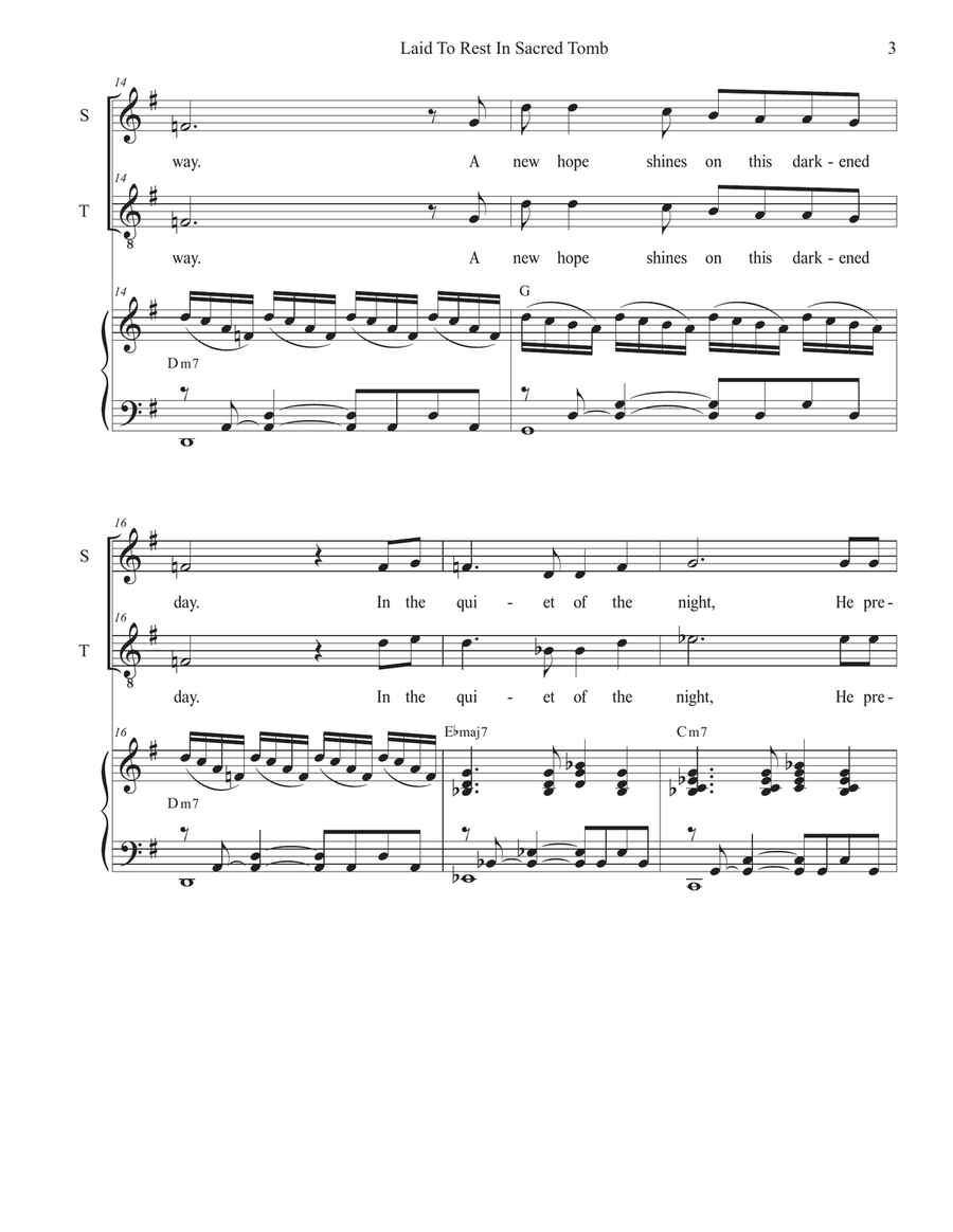 Laid To Rest In Sacred Tomb (Easter version) (2-part choir - (Soprano and Tenor) 2-Part scores gallery preview page 3