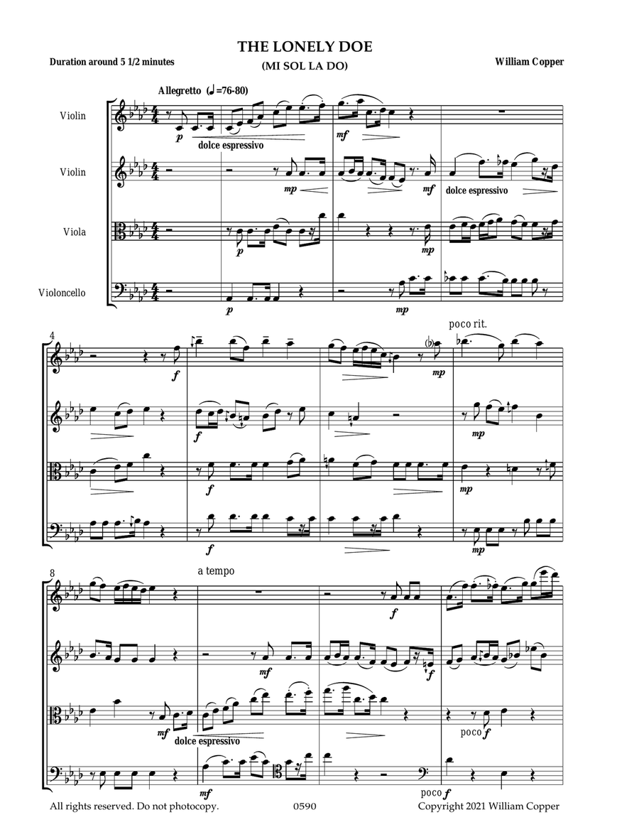 The Lonely Doe (MI SOL LA DO) String Quartet complete String Quartet scores gallery preview page 2
