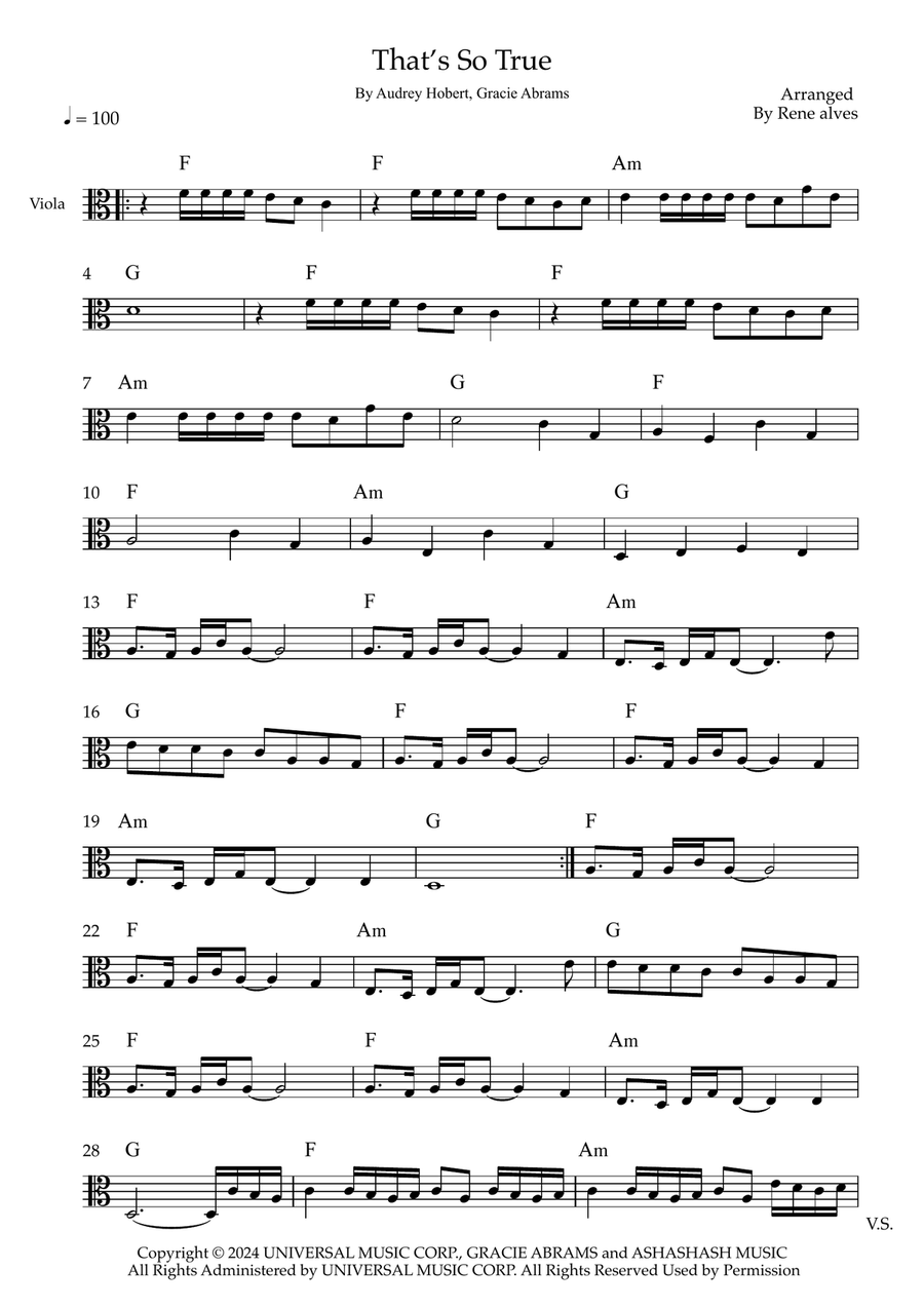 That's So True That's So True Viola Solo scores gallery preview page 1