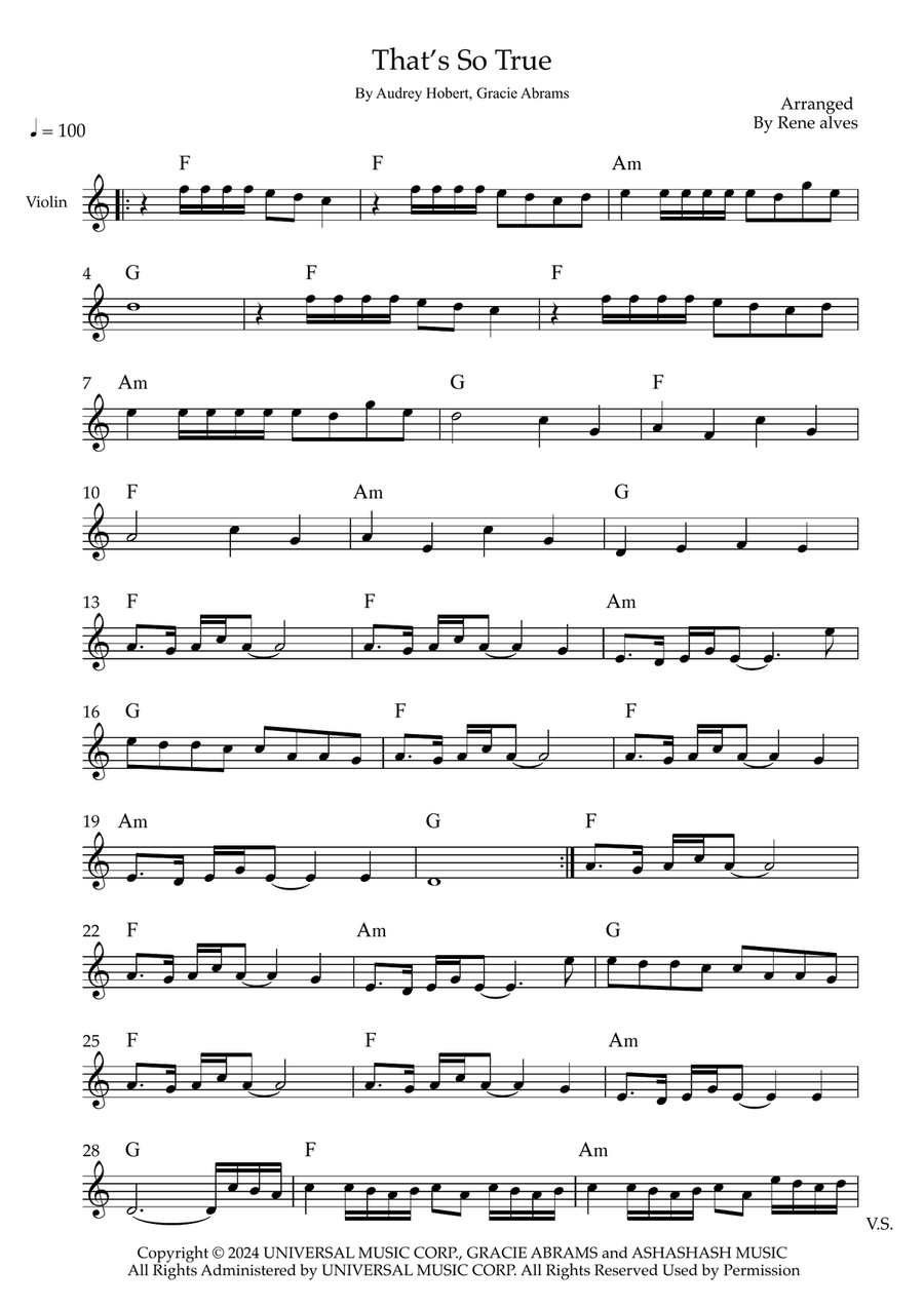 That's So True That's So True Violin Solo scores gallery preview page 1