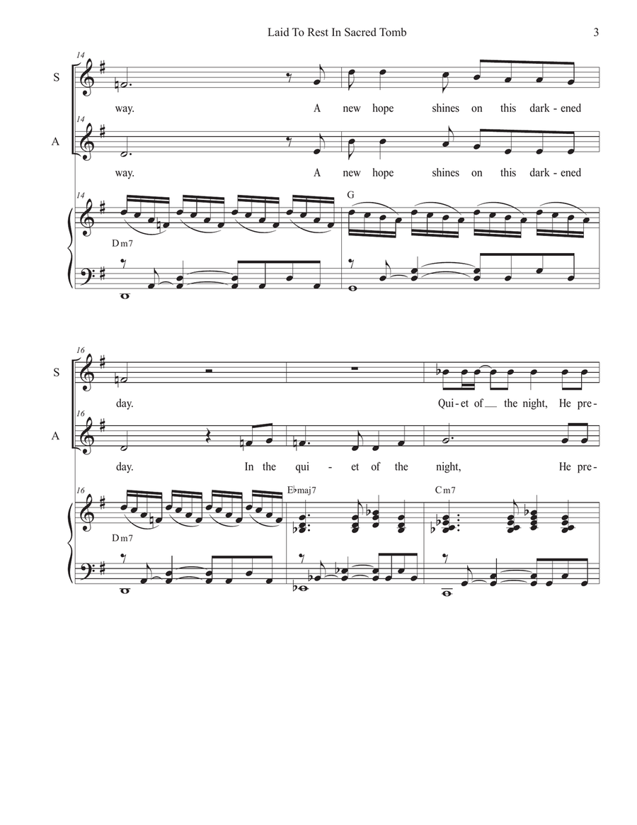 Laid To Rest In Sacred Tomb (Easter version) (2-part choir - (SA) SA scores gallery preview page 3