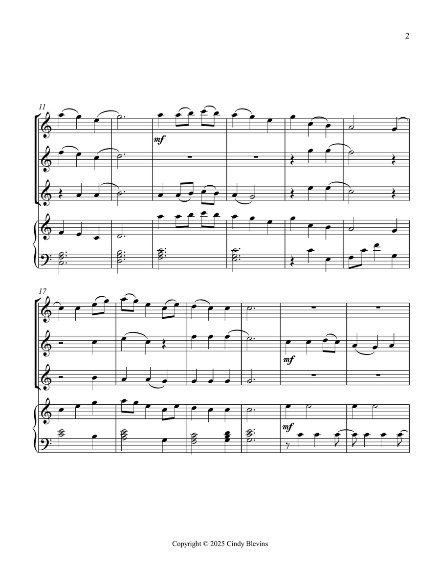 Be Thou My Vision, for Three Violins and Piano Small Ensemble scores gallery preview page 3