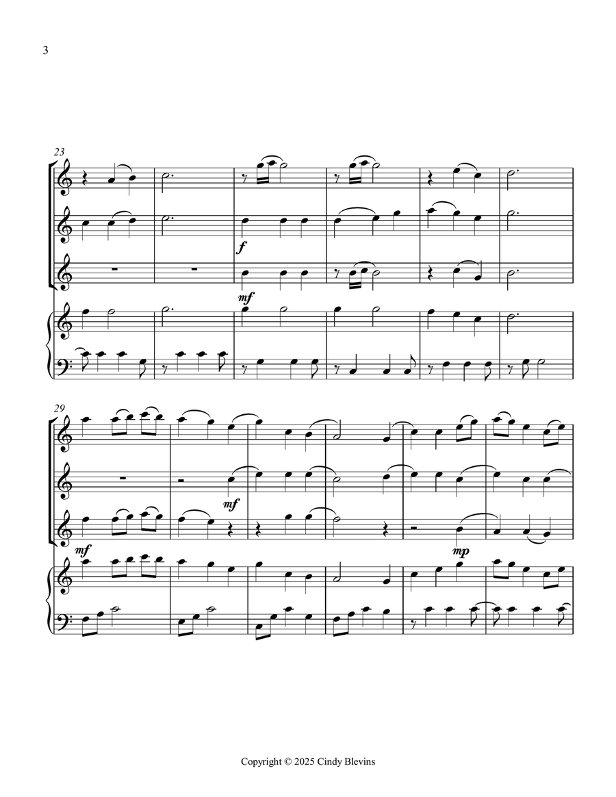 Be Thou My Vision, for Three Violins and Piano Small Ensemble scores gallery preview page 4