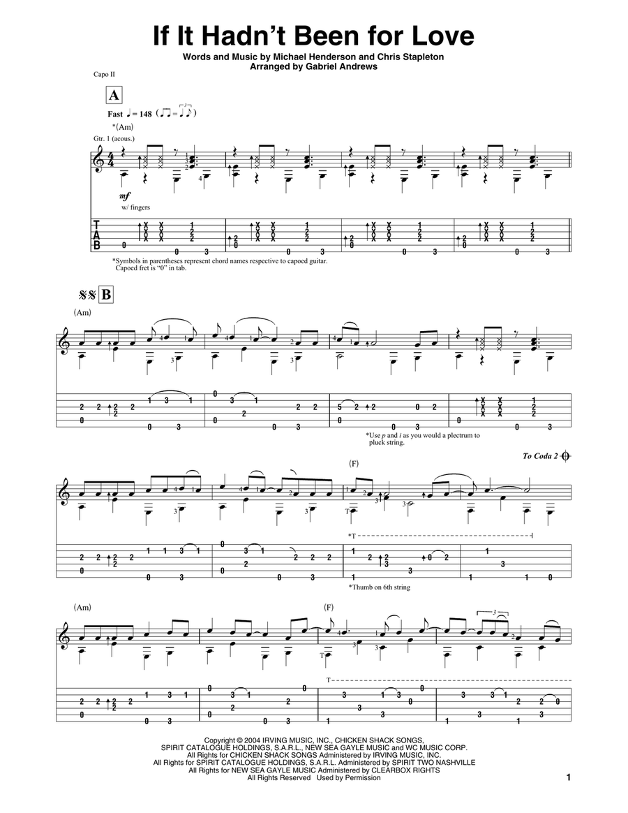 If It Hadn't Been For Love Acoustic Guitar scores gallery preview page 1