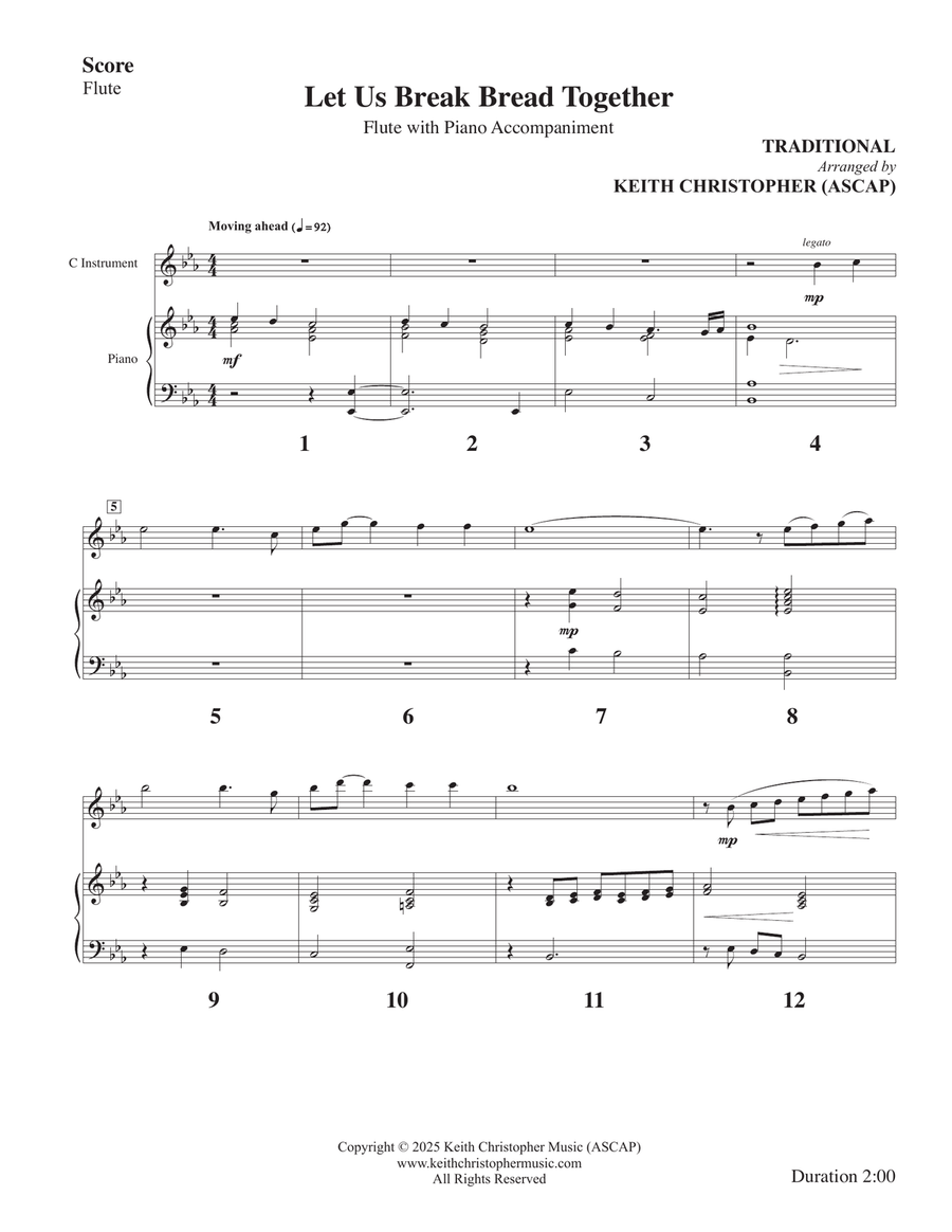 Let Us Break Bread Together on Our Knees Flute scores gallery preview page 1