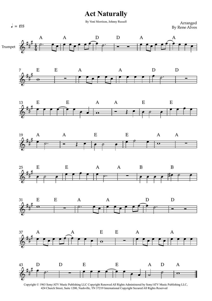 Act Naturally Act Naturally B-Flat Trumpet scores gallery preview page 1