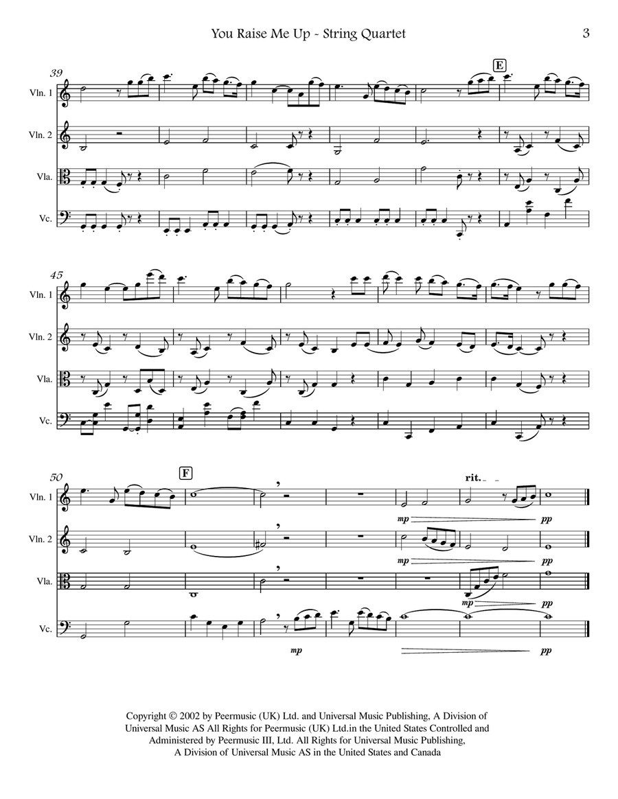 You Raise Me Up You Raise Me Up String Quartet scores gallery preview page 3