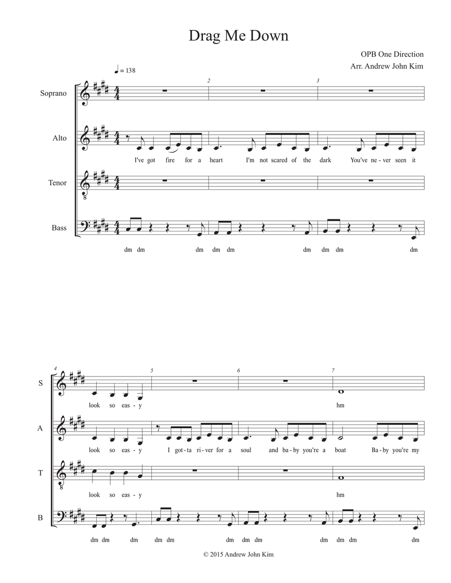 Drag Me Down 4-Part scores gallery preview page 1