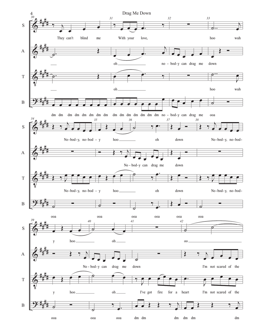 Drag Me Down 4-Part scores gallery preview page 4