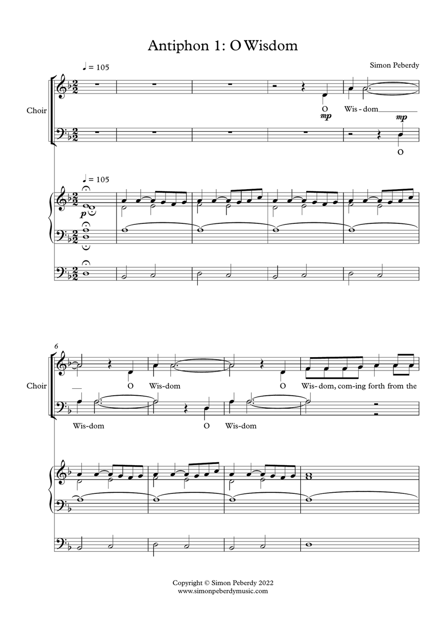 Advent Antiphons for SATB choir and organ, by Simon Peberdy 4-Part scores gallery preview page 2