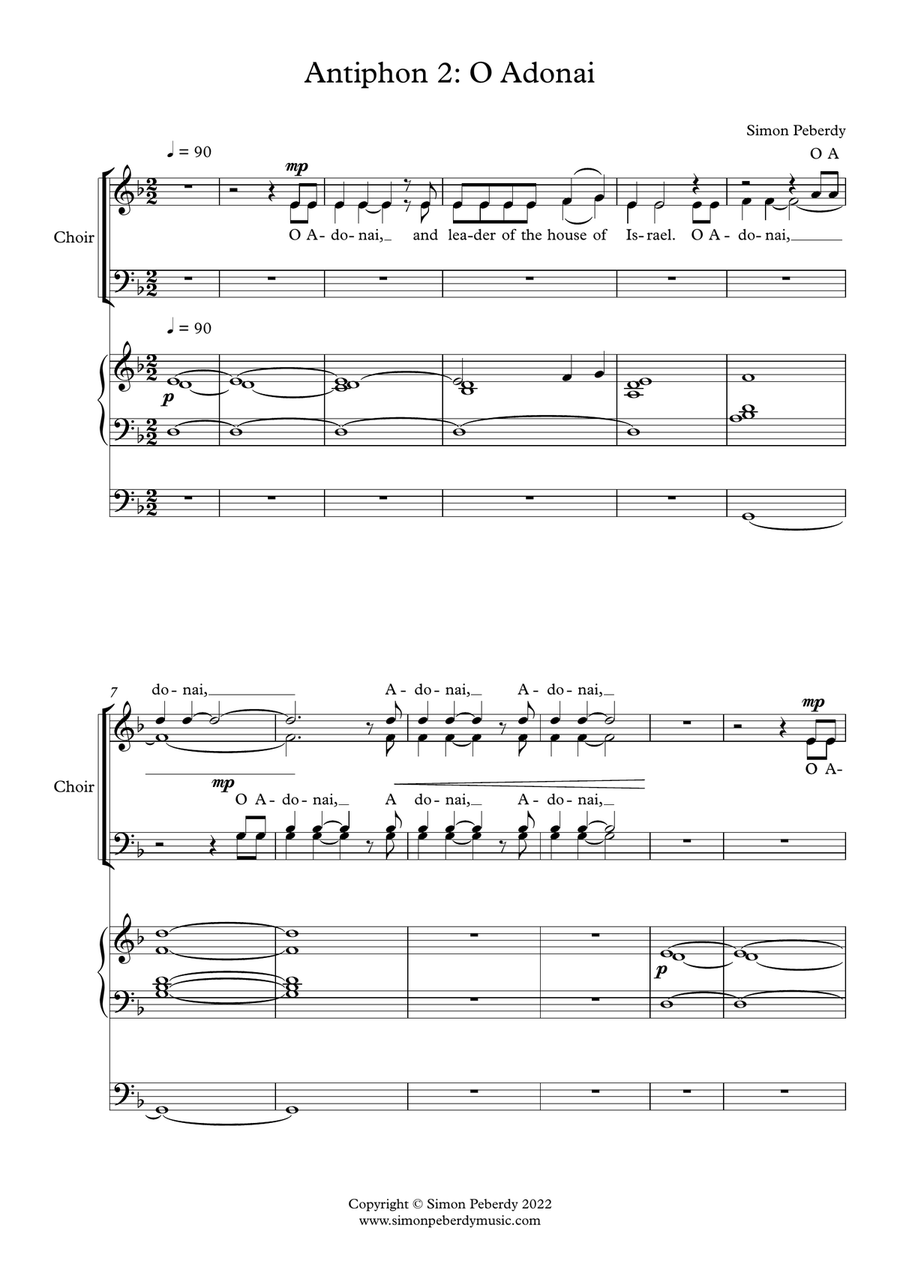 Advent Antiphons for SATB choir and organ, by Simon Peberdy 4-Part scores gallery preview page 6