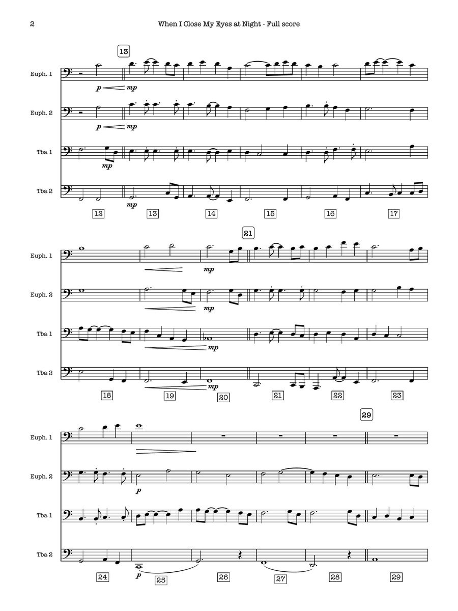 When I Close My Eyes at Night (Tuba Quartet - EETT) Brass Quartet scores gallery preview page 2