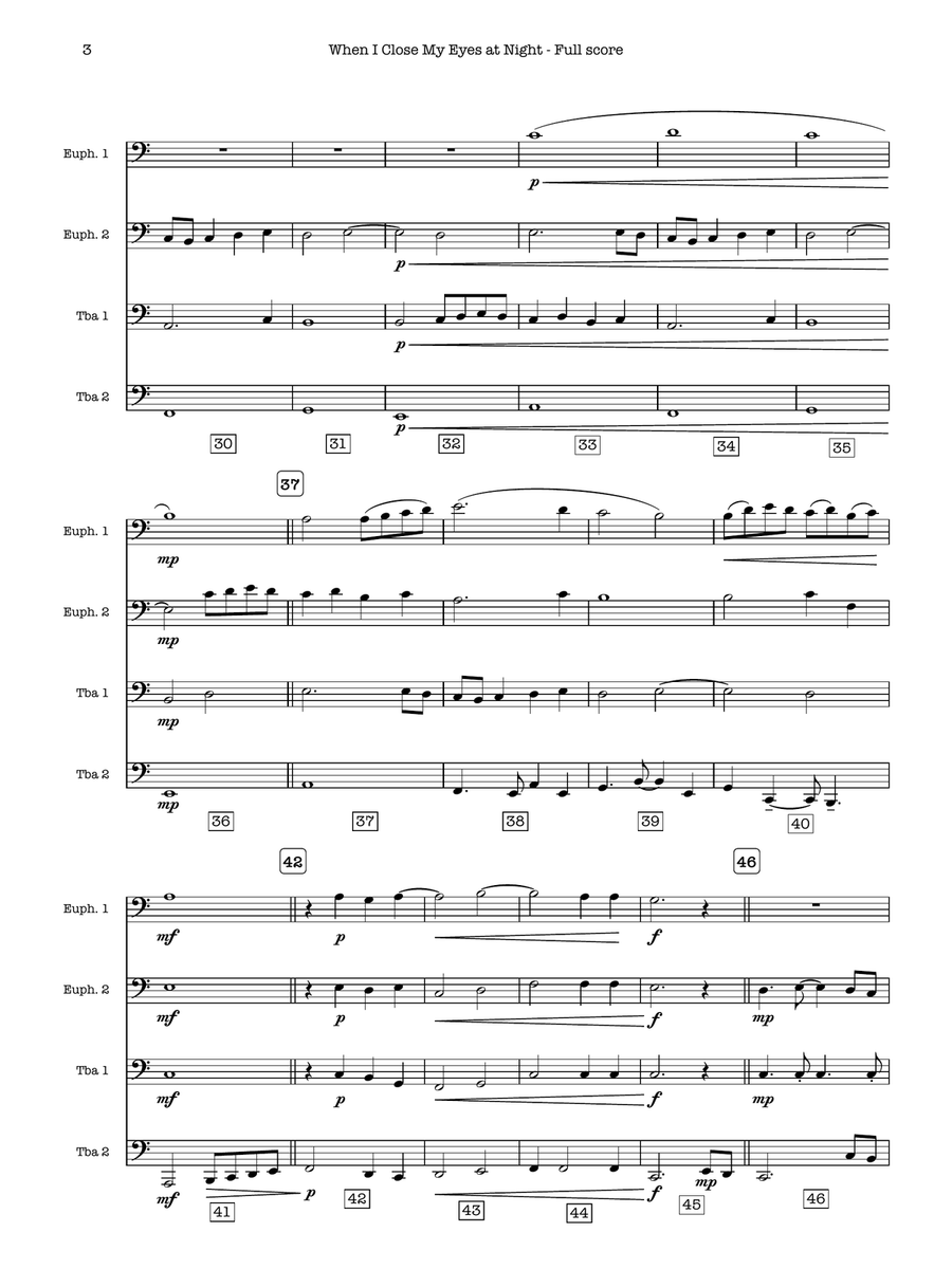 When I Close My Eyes at Night (Tuba Quartet - EETT) Brass Quartet scores gallery preview page 3