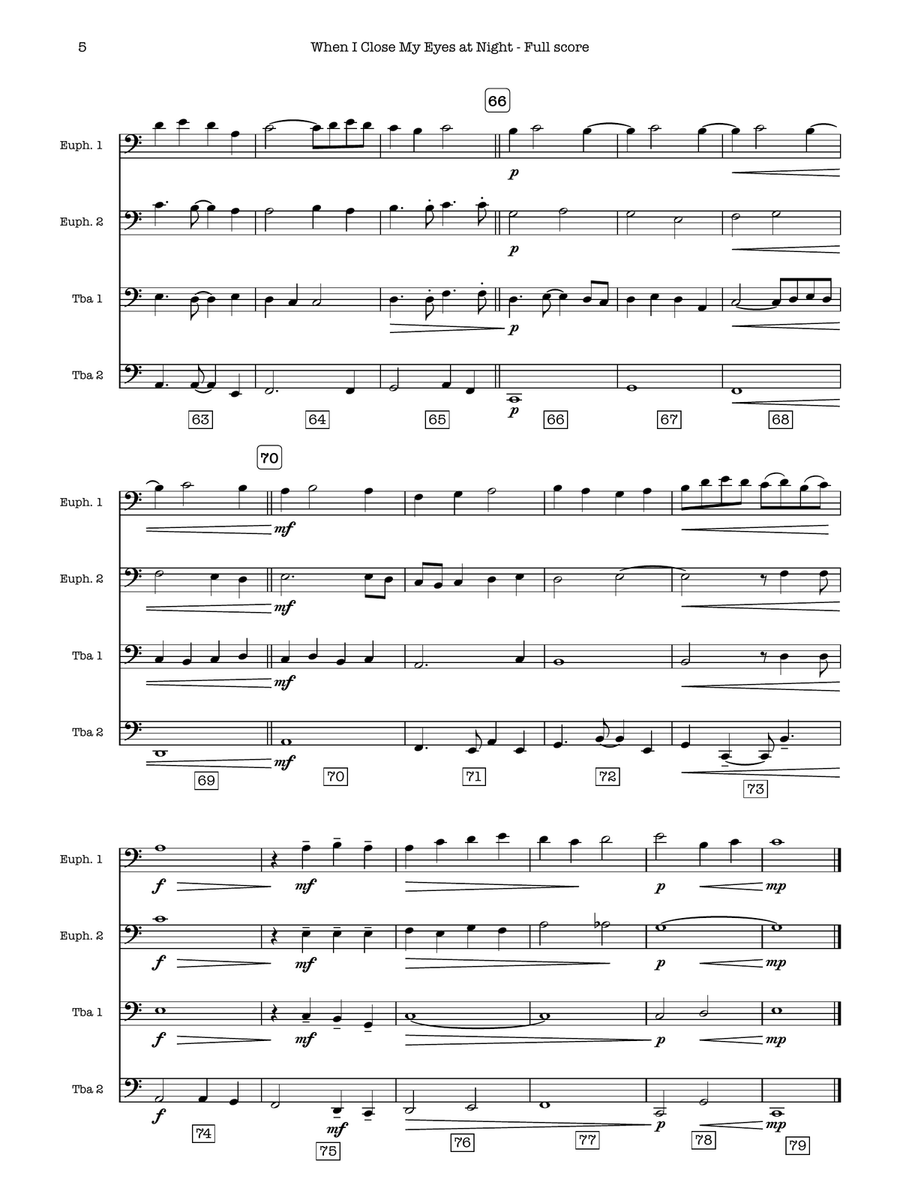 When I Close My Eyes at Night (Tuba Quartet - EETT) Brass Quartet scores gallery preview page 5