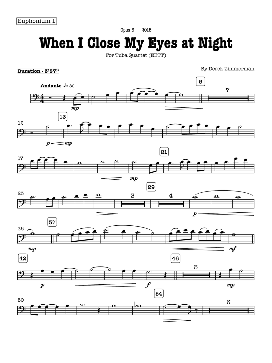 When I Close My Eyes at Night (Tuba Quartet - EETT) Brass Quartet scores gallery preview page 6