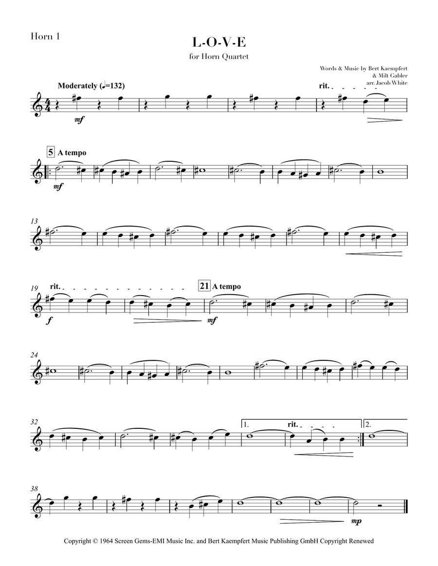 L-O-V-E L-O-V-E Brass Quartet scores gallery preview page 3