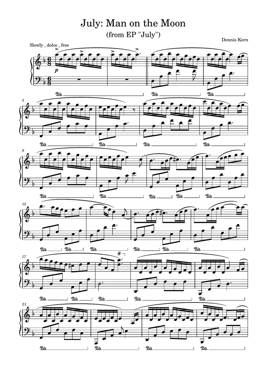 July: Man on the Moon Piano Solo scores gallery preview page 1