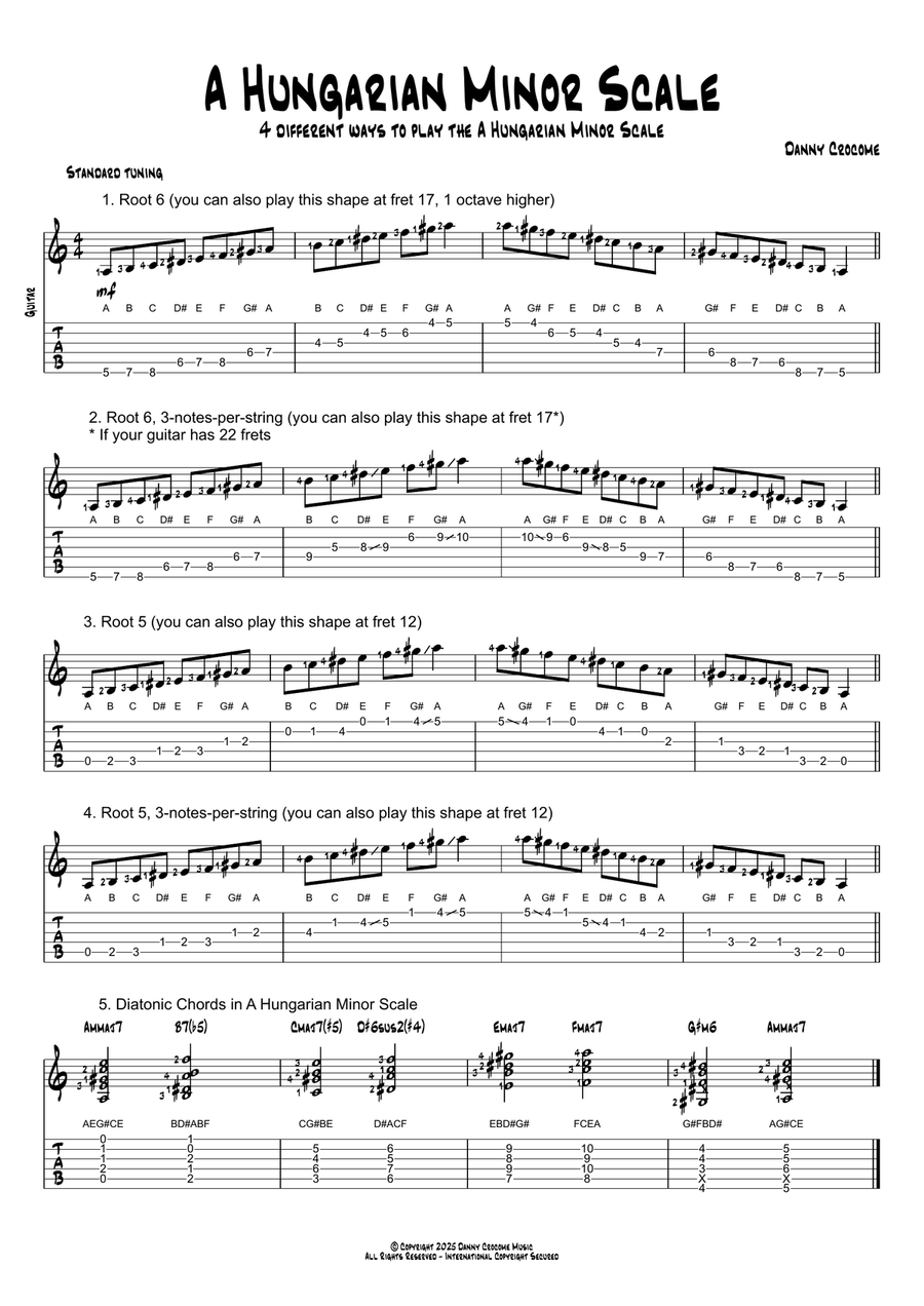 A Hungarian Minor Scale (4 Ways to Play) Acoustic Guitar scores gallery preview page 1