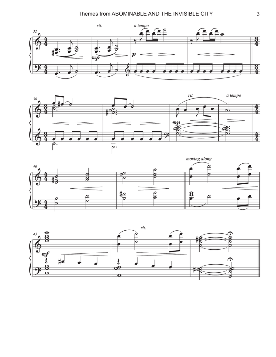 Medley: Abominable And The Invisible City - Main Title Theme with Call To Magical Creatures, Abom... Piano Solo scores gallery preview page 4