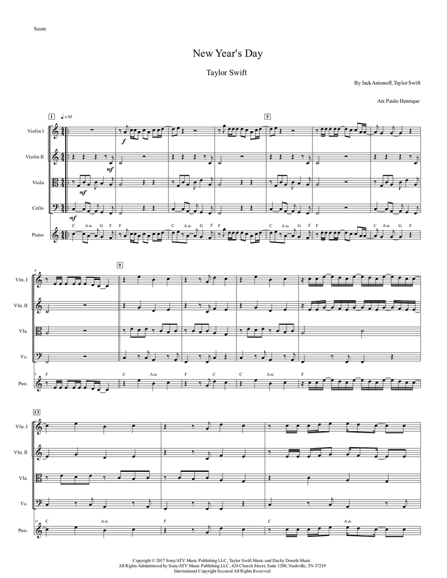 New Year's Day New Year's Day String Quartet scores gallery preview page 2