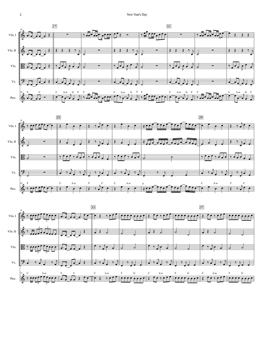 New Year's Day New Year's Day String Quartet scores gallery preview page 3