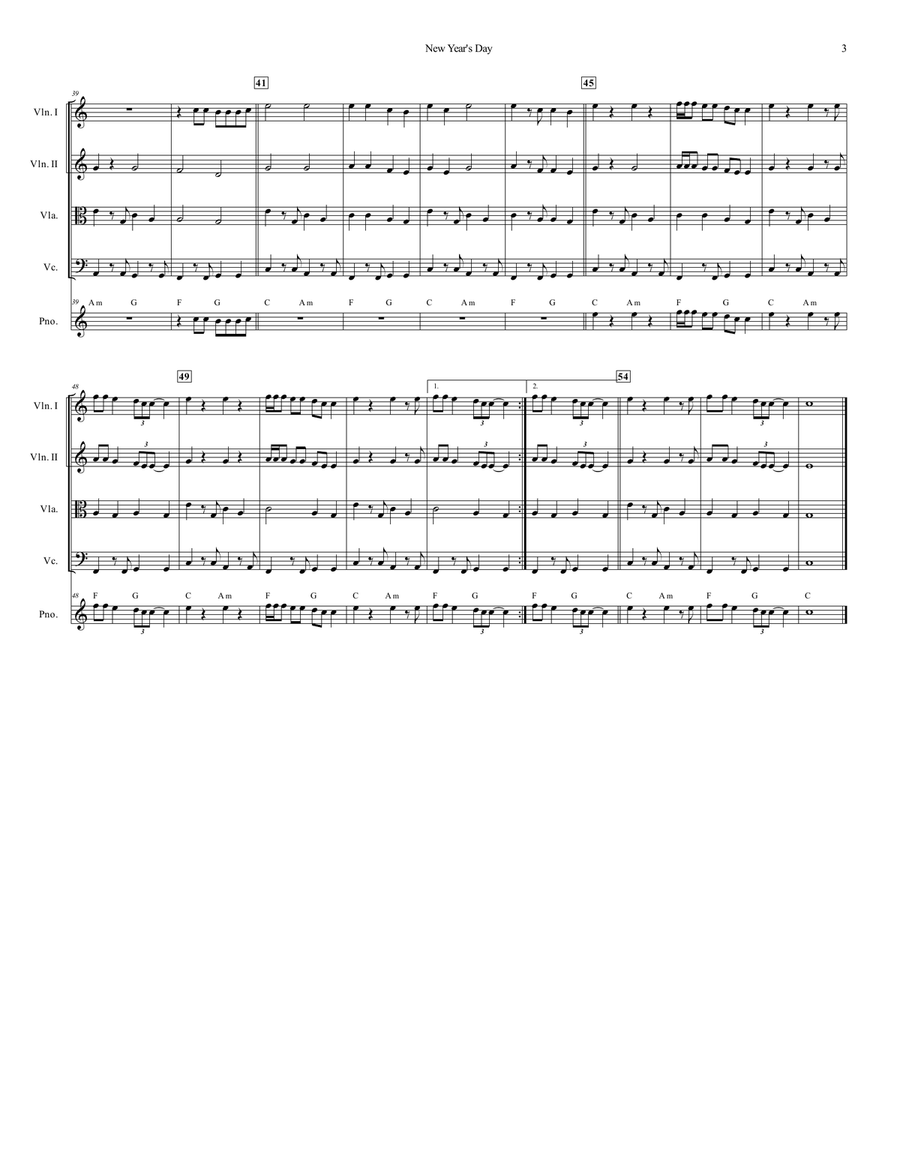 New Year's Day New Year's Day String Quartet scores gallery preview page 4