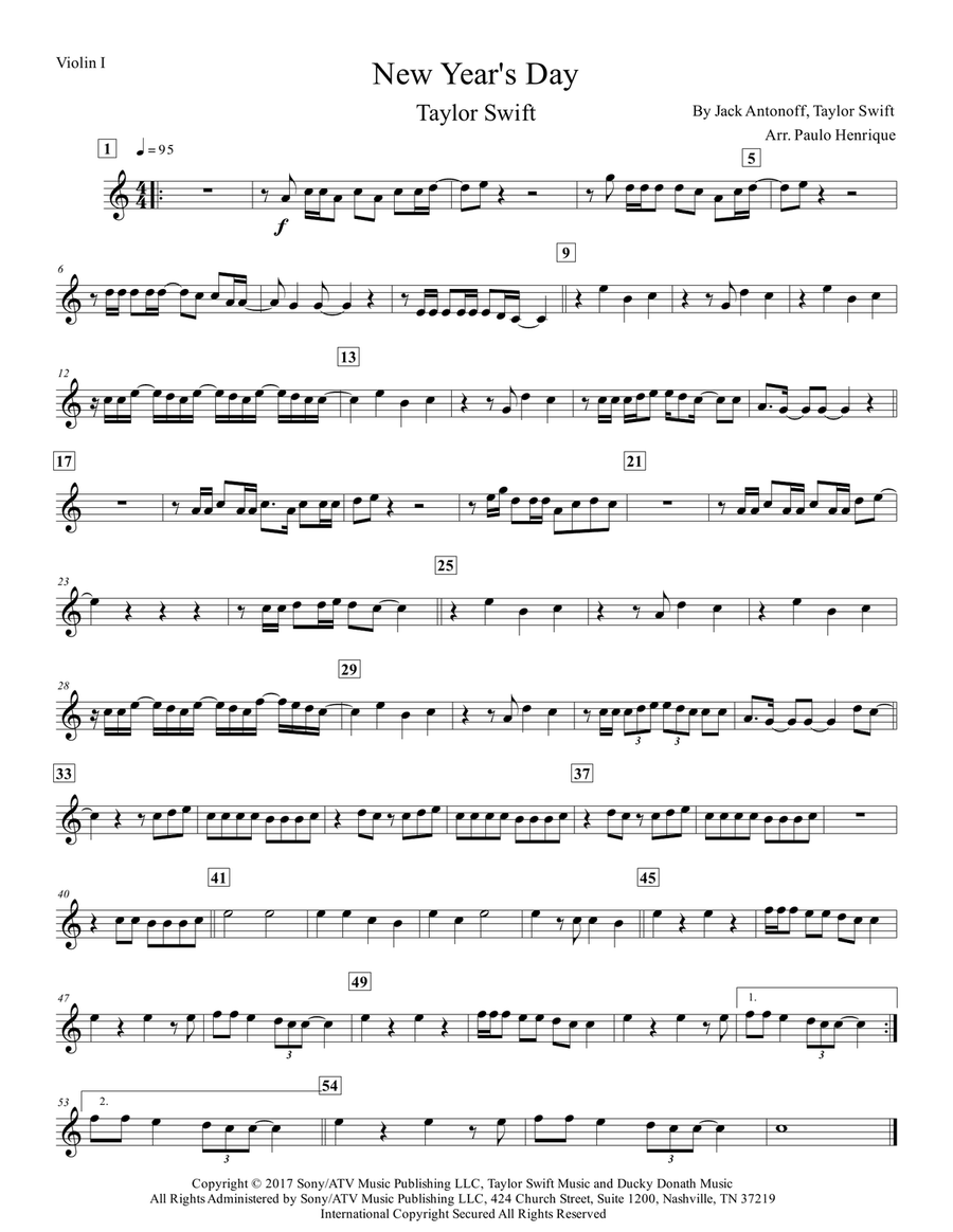 New Year's Day New Year's Day String Quartet scores gallery preview page 5