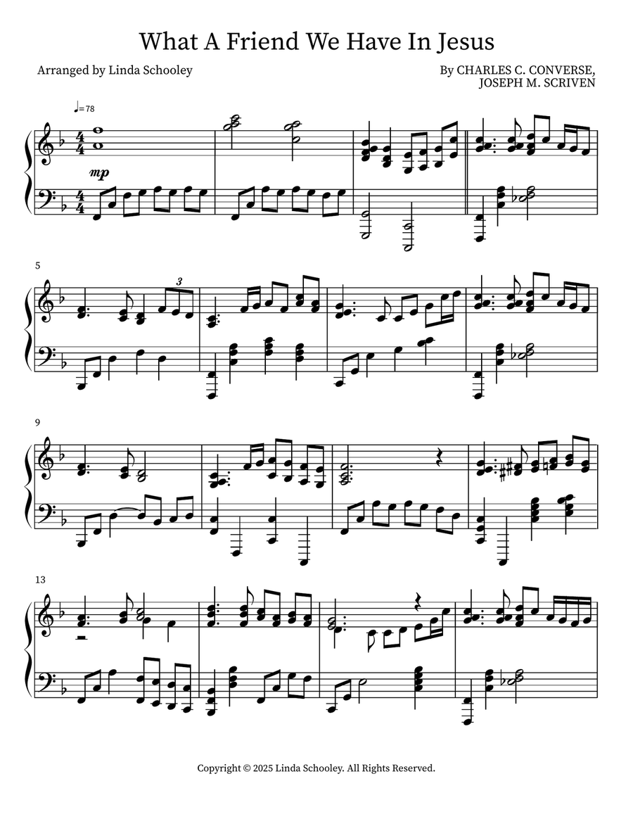 What A Friend We Have In Jesus Piano scores gallery preview page 1