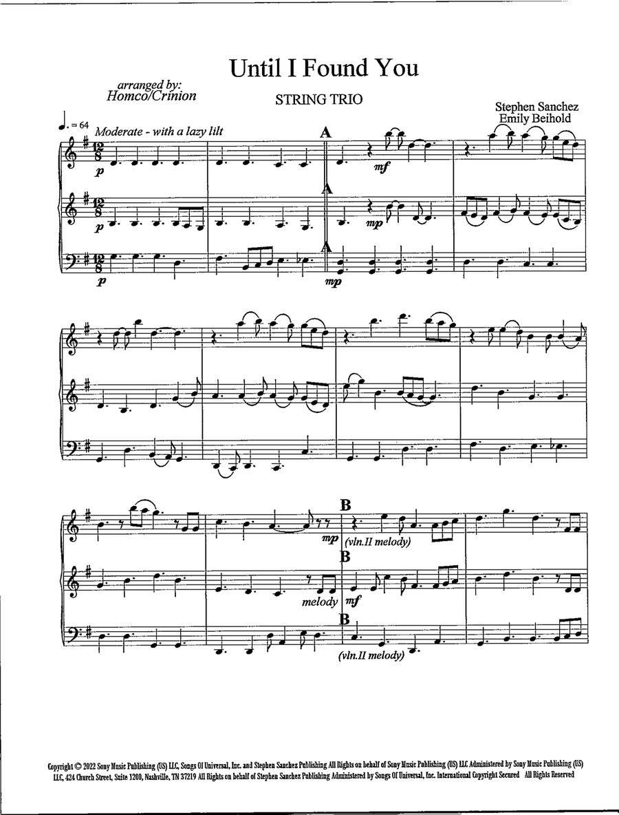 Until I Found You Until I Found You String Trio scores gallery preview page 2