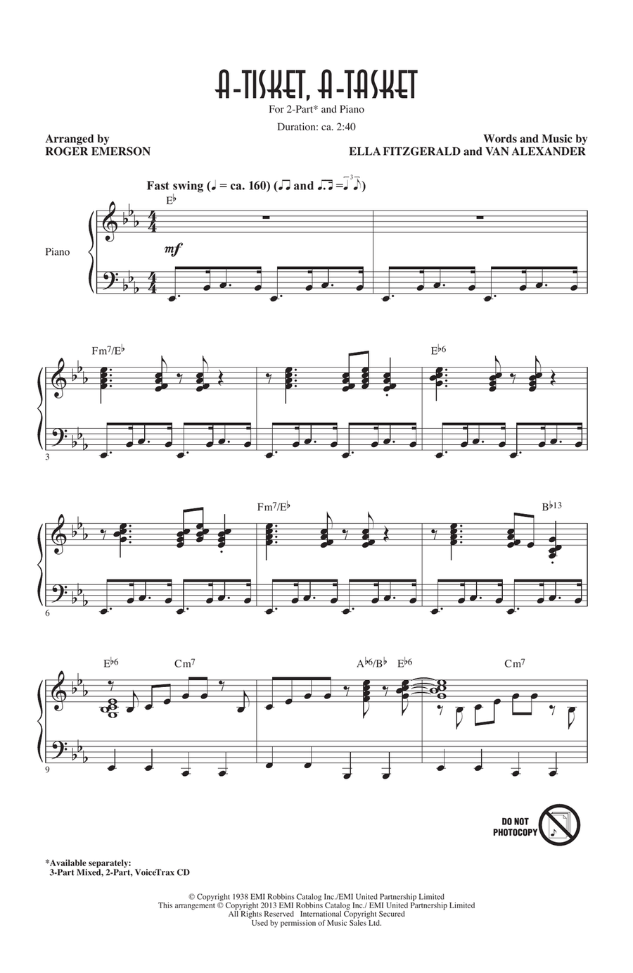 A-Tisket, A-Tasket (arr. Roger Emerson) 2-Part scores gallery preview page 1