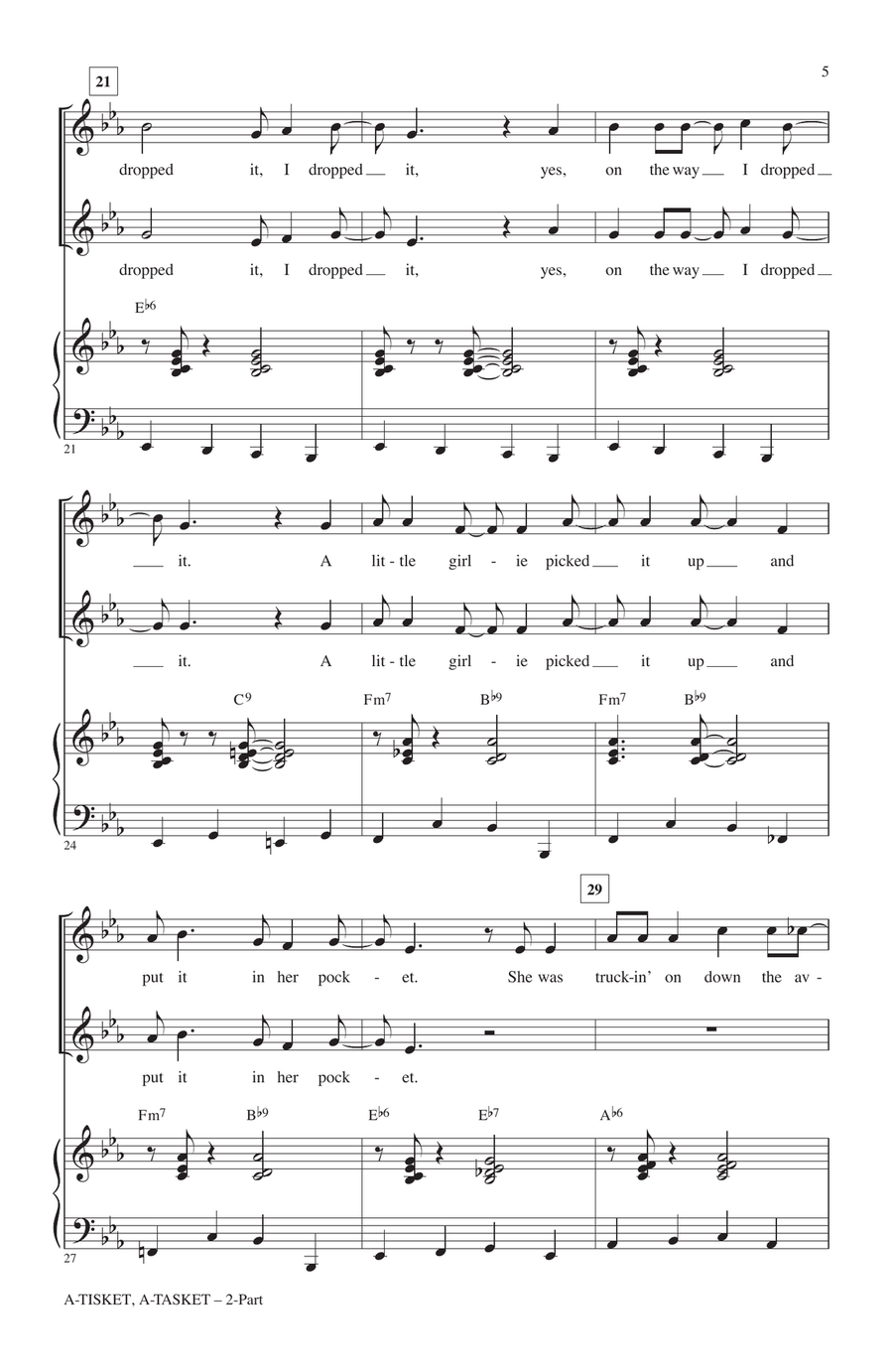 A-Tisket, A-Tasket (arr. Roger Emerson) 2-Part scores gallery preview page 3