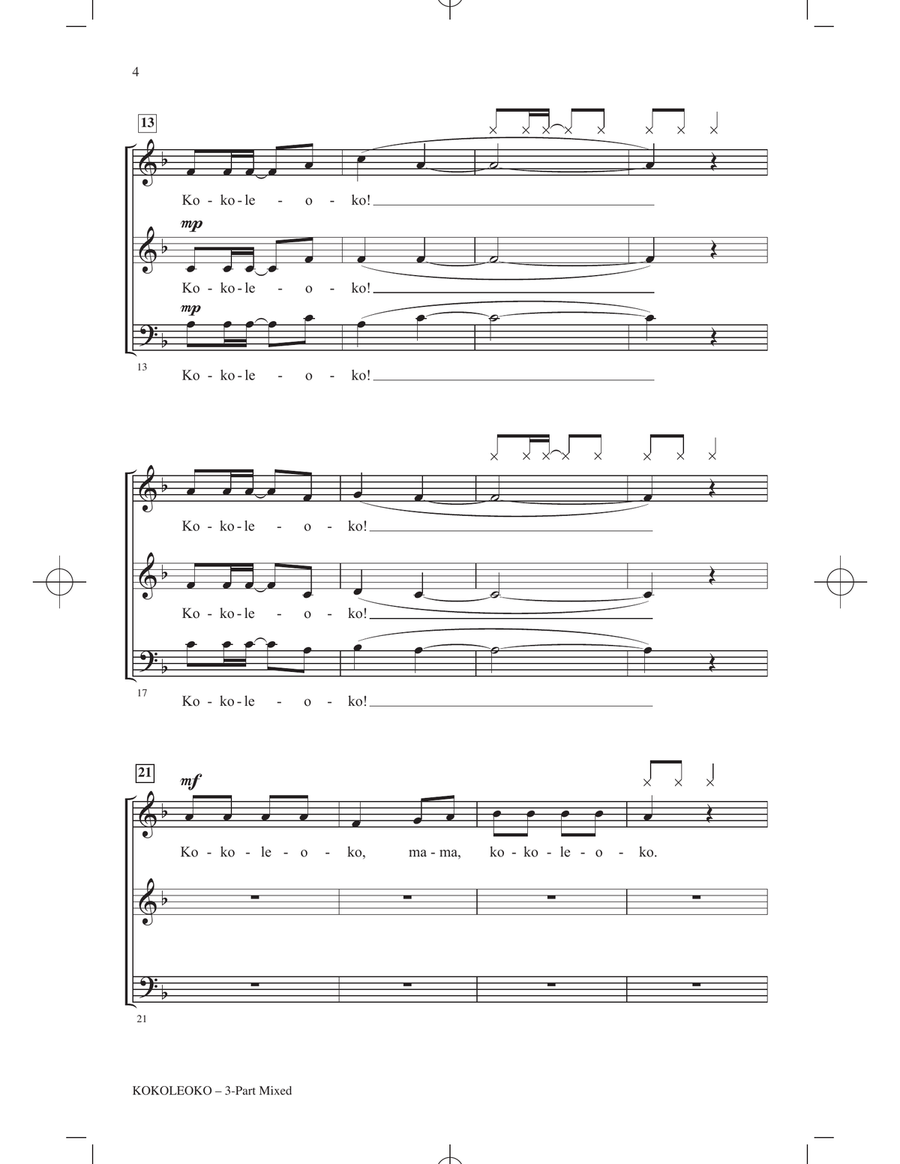 Kokoleoko (arr. Victor Johnson) 3-Part scores gallery preview page 2