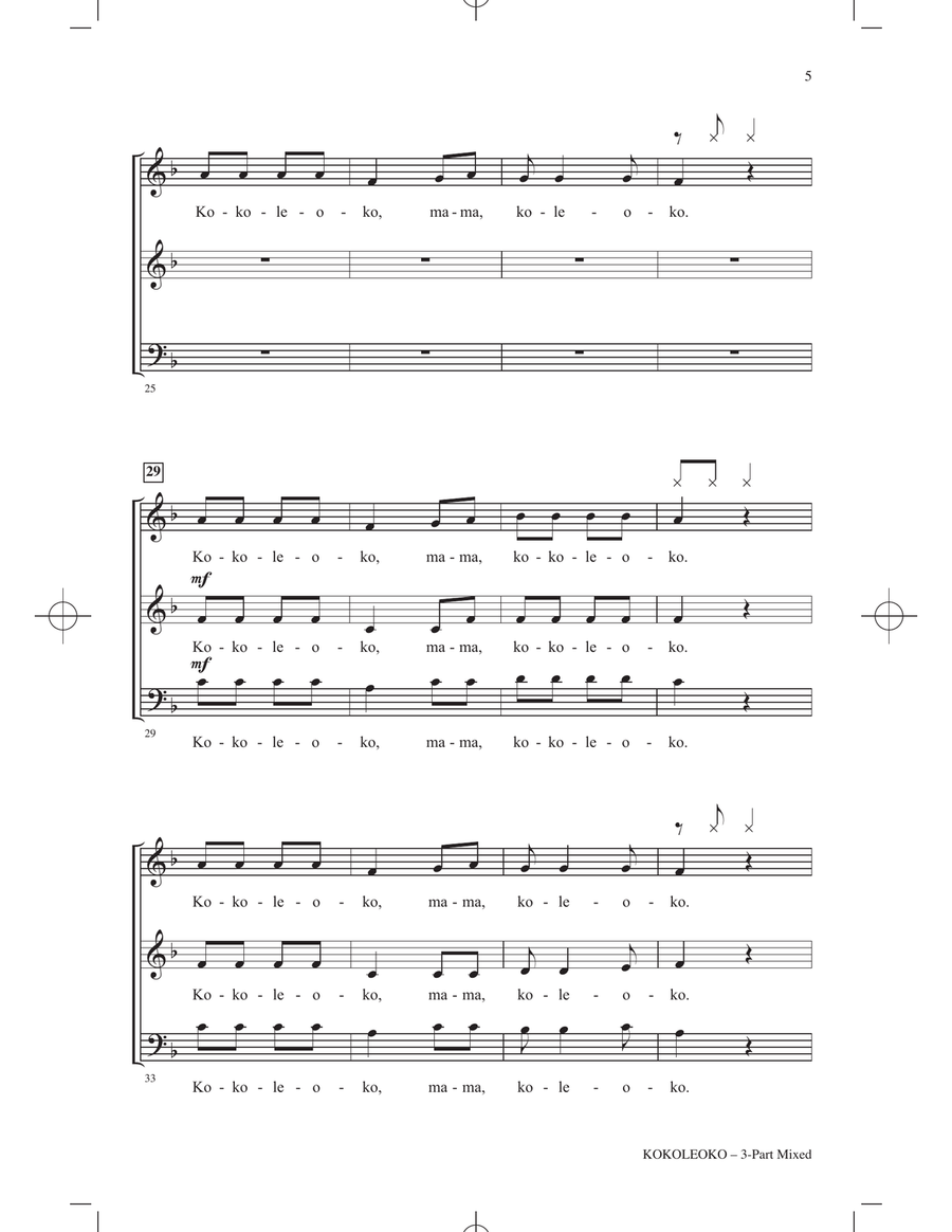 Kokoleoko (arr. Victor Johnson) 3-Part scores gallery preview page 3