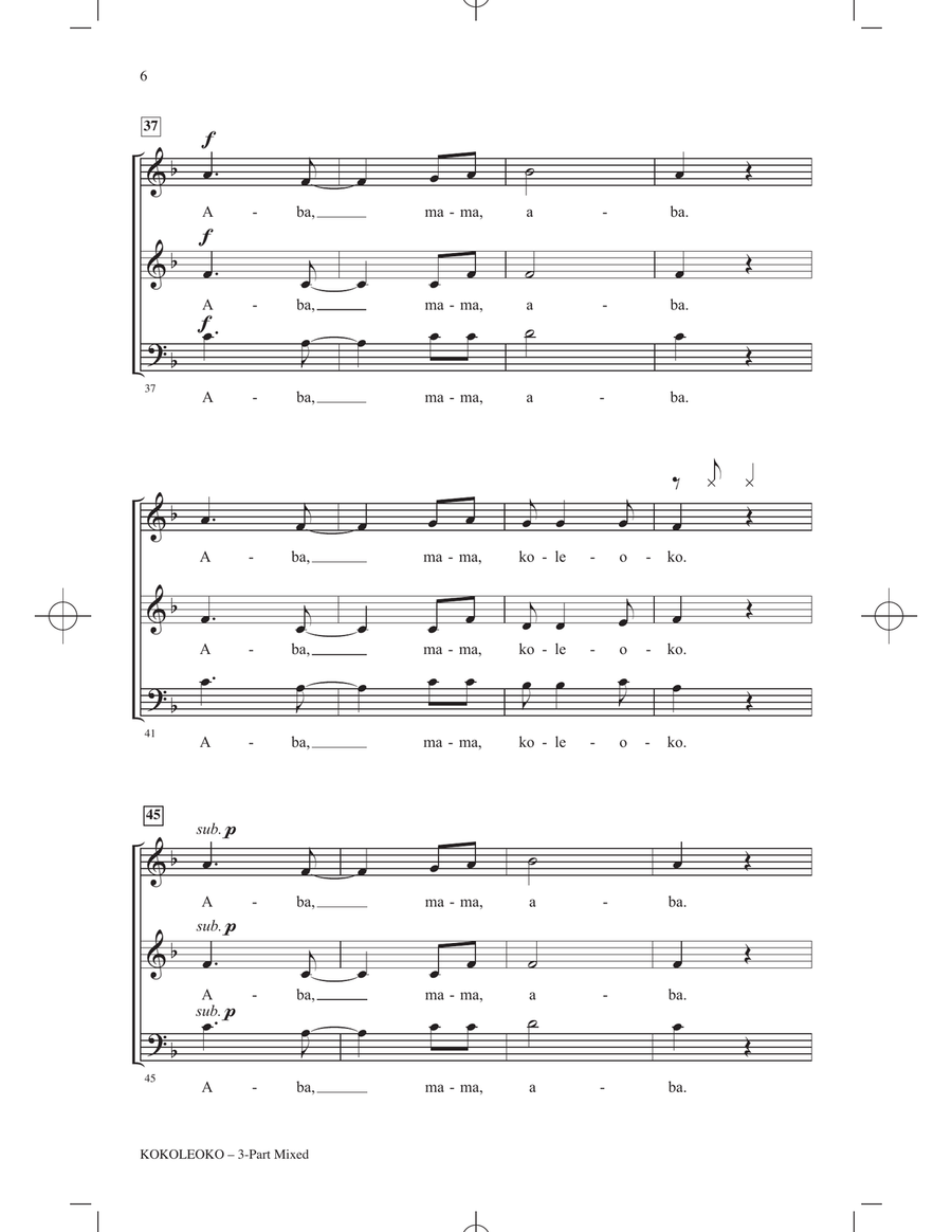 Kokoleoko (arr. Victor Johnson) 3-Part scores gallery preview page 4