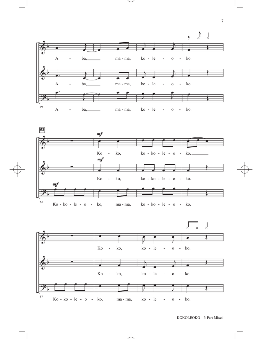 Kokoleoko (arr. Victor Johnson) 3-Part scores gallery preview page 5