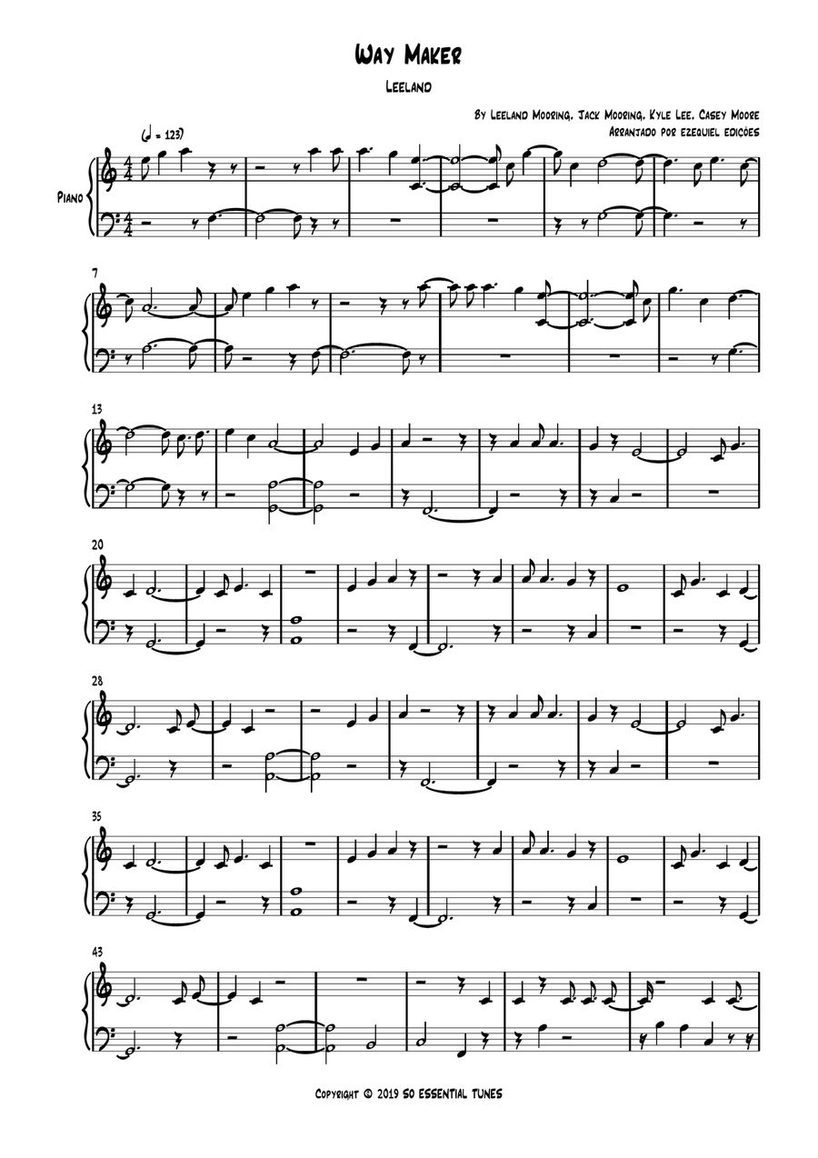 Way Maker Way Maker Easy Piano scores gallery preview page 1