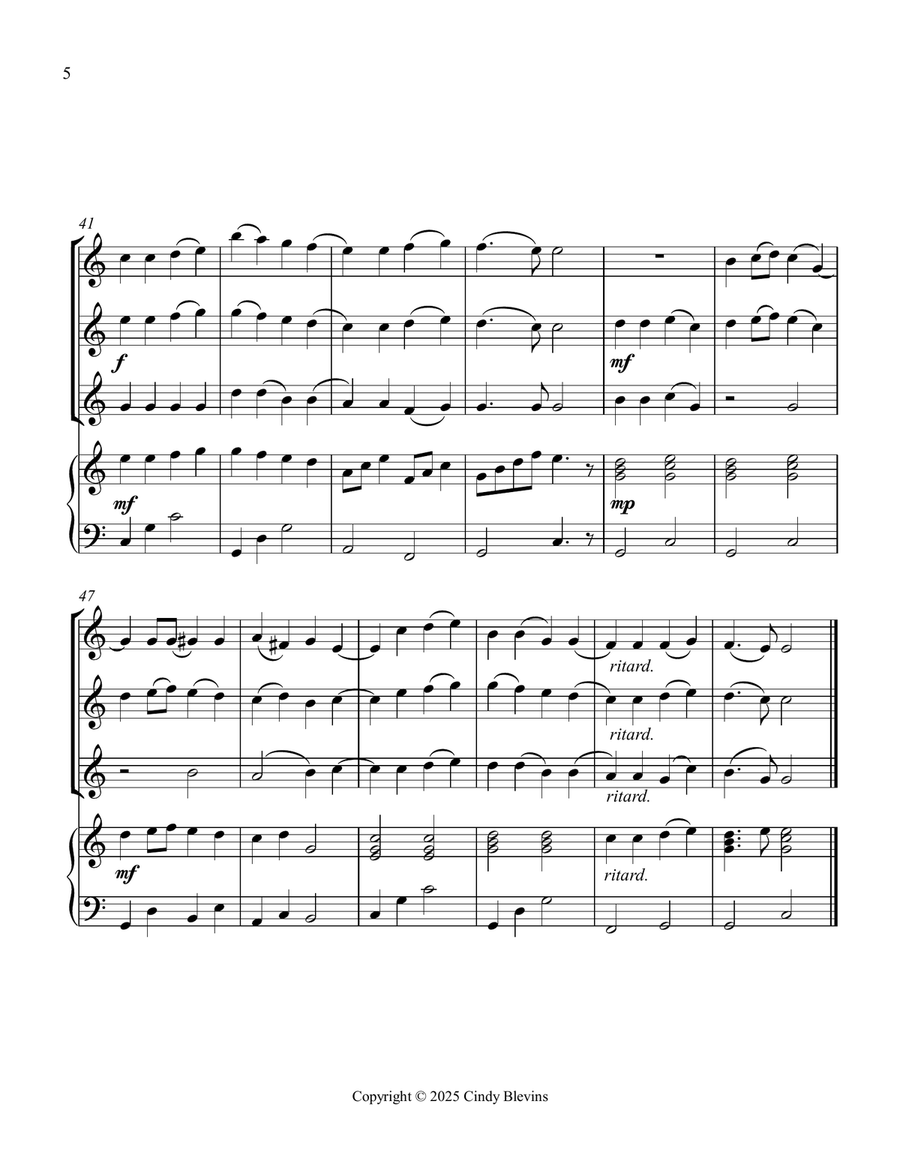 Joyful, Joyful, We Adore Thee, for Three Violins and Piano Small Ensemble scores gallery preview page 6
